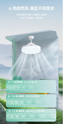 LEDライトと音声制御付き ゴールドアクセントインテリジェント 天井扇風機
