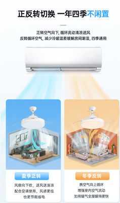 LEDライトと音声制御付き ゴールドアクセントインテリジェント 天井扇風機